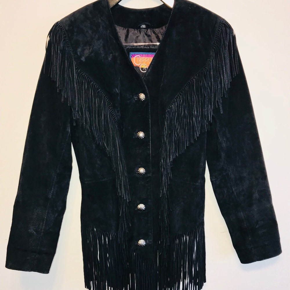 NWT Vintage leather fringe jacket